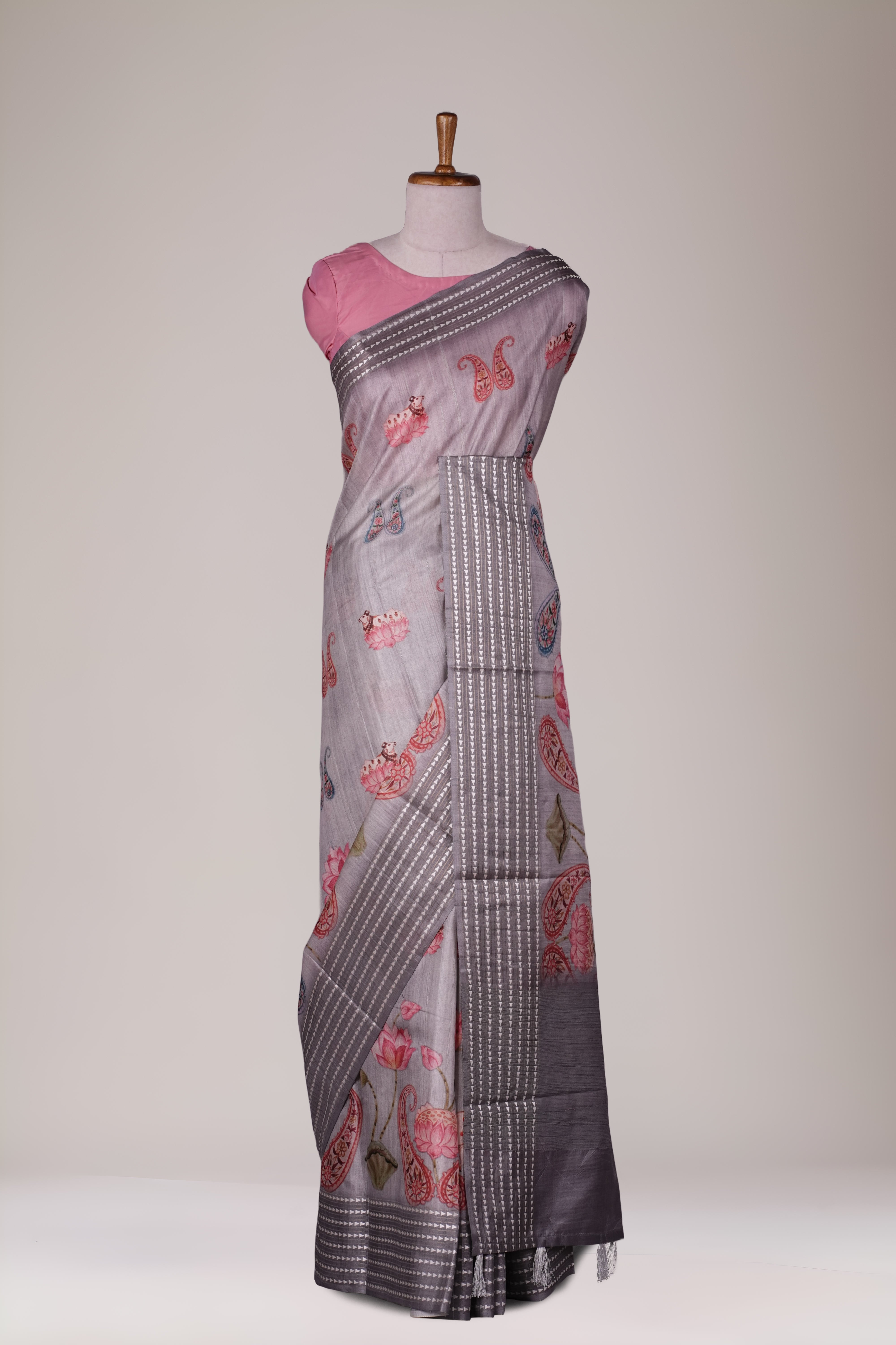 Tussar gray Sarees