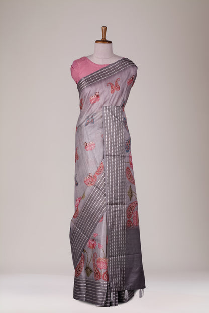 Tussar gray Sarees