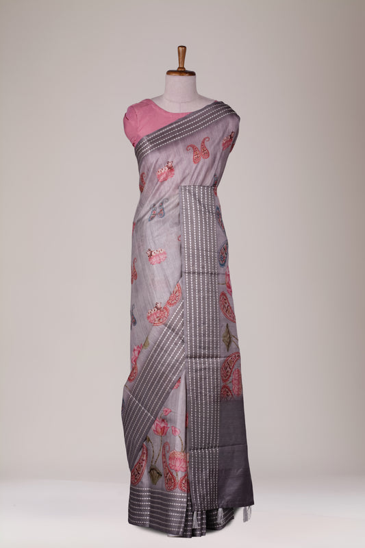 Tussar gray Sarees