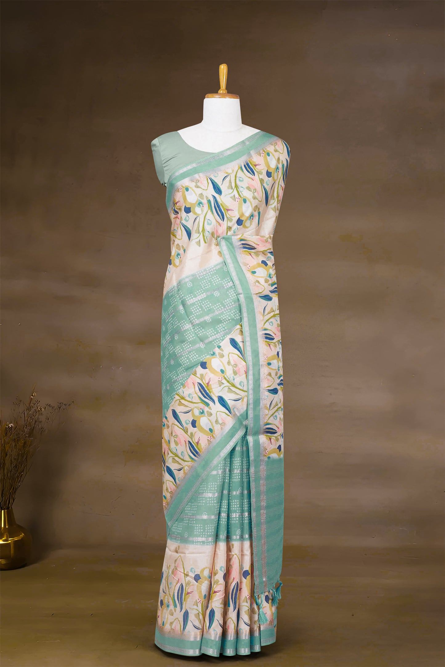 Tussar long border saree