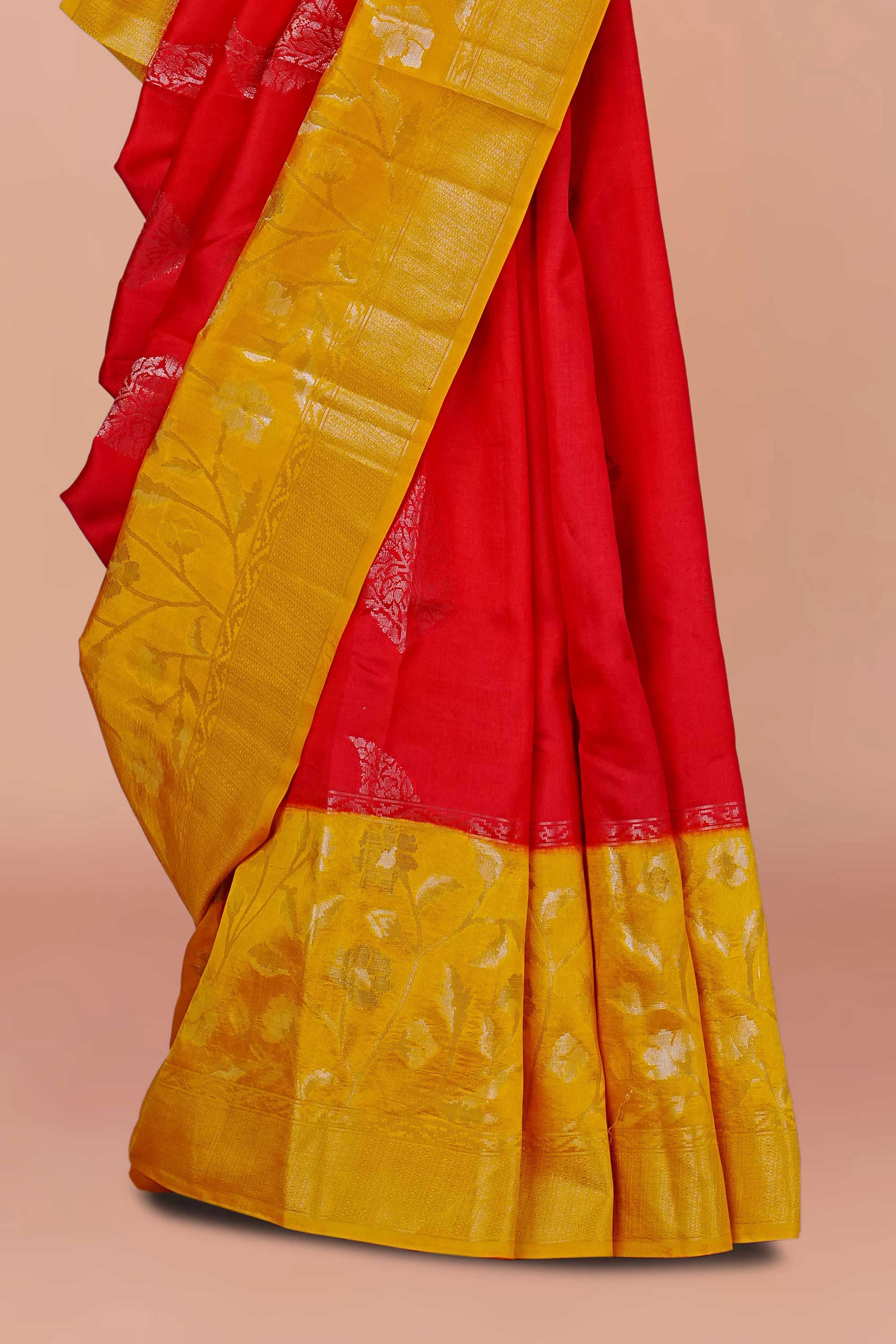 Tussar silk saree with golden motifs
