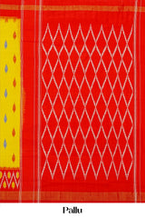 Vibrant yellow ikkat silk