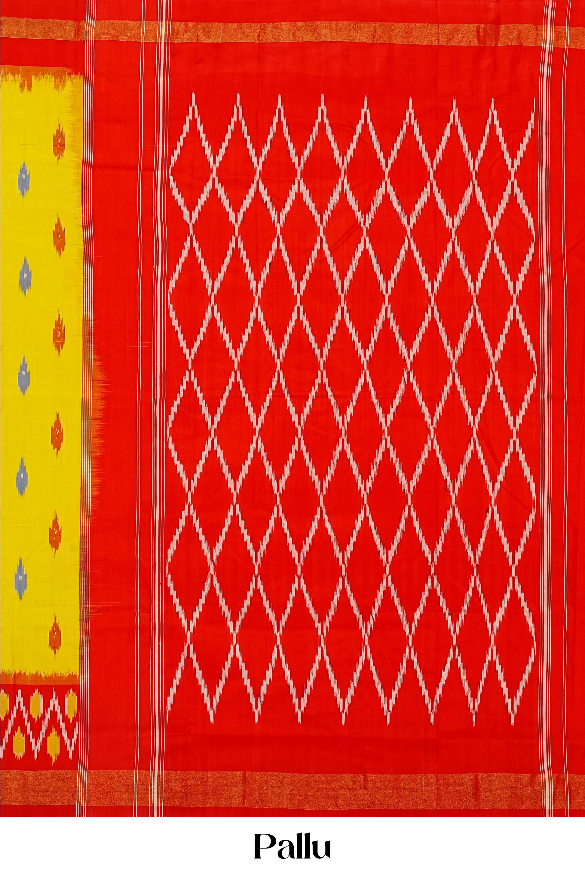 Vibrant yellow ikkat silk