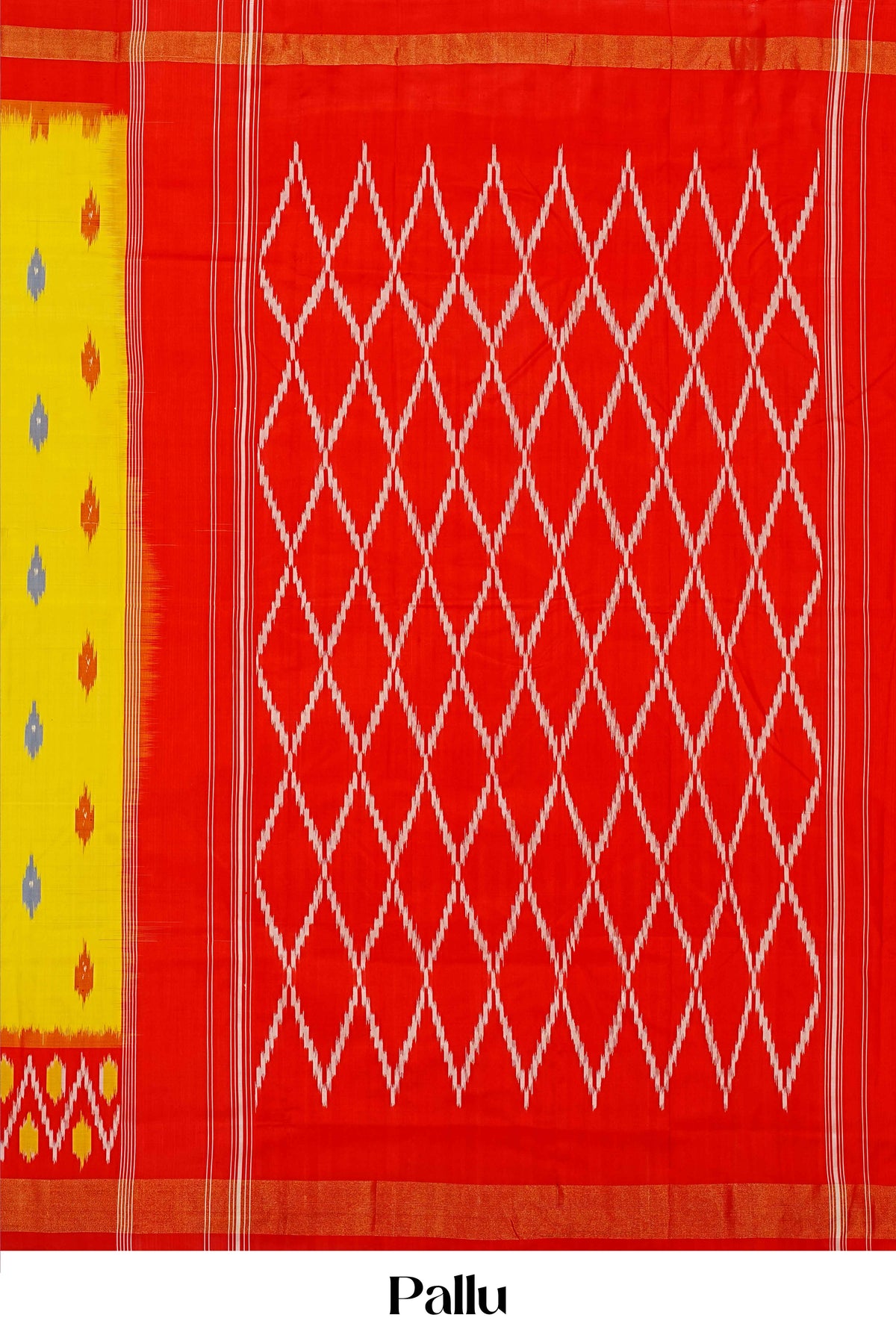 Vibrant yellow ikkat silk
