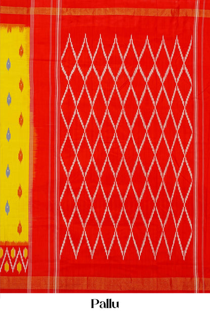 Vibrant yellow ikkat silk