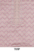 Violet cotton geometric embroidery dress material