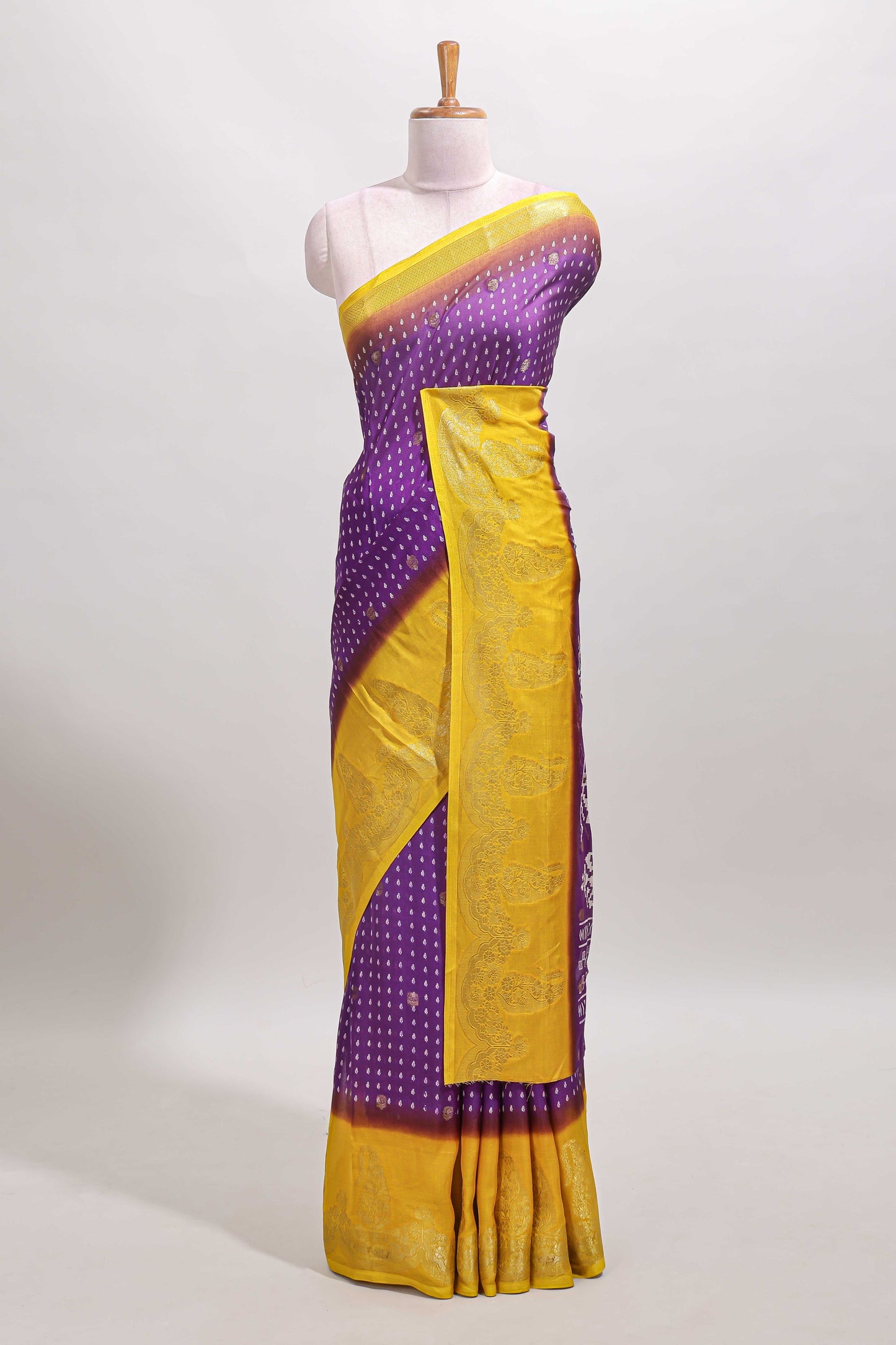 Violet dola silk floral motif saree