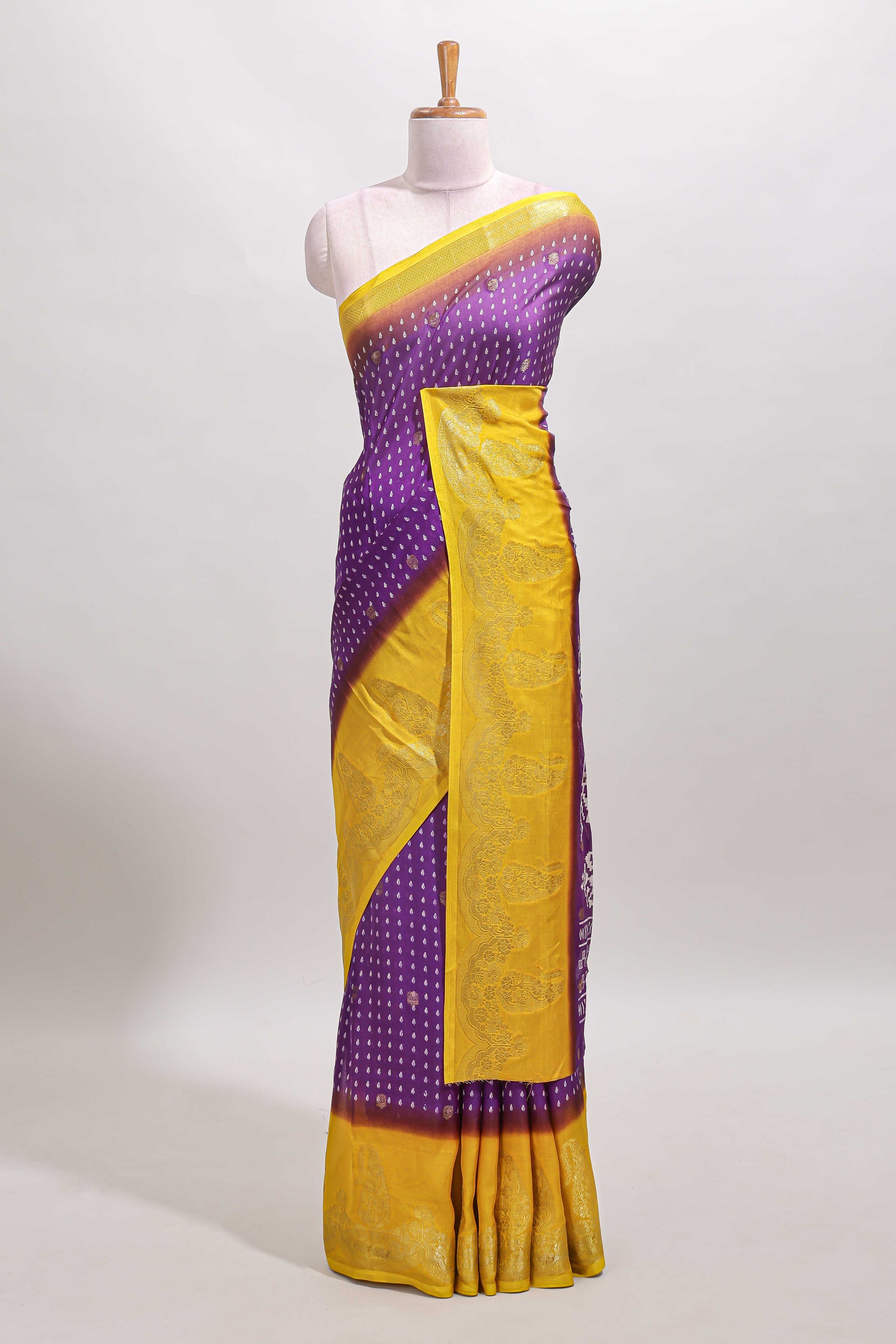 Violet dola silk floral motif saree