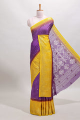 Violet dola silk zari butta saree