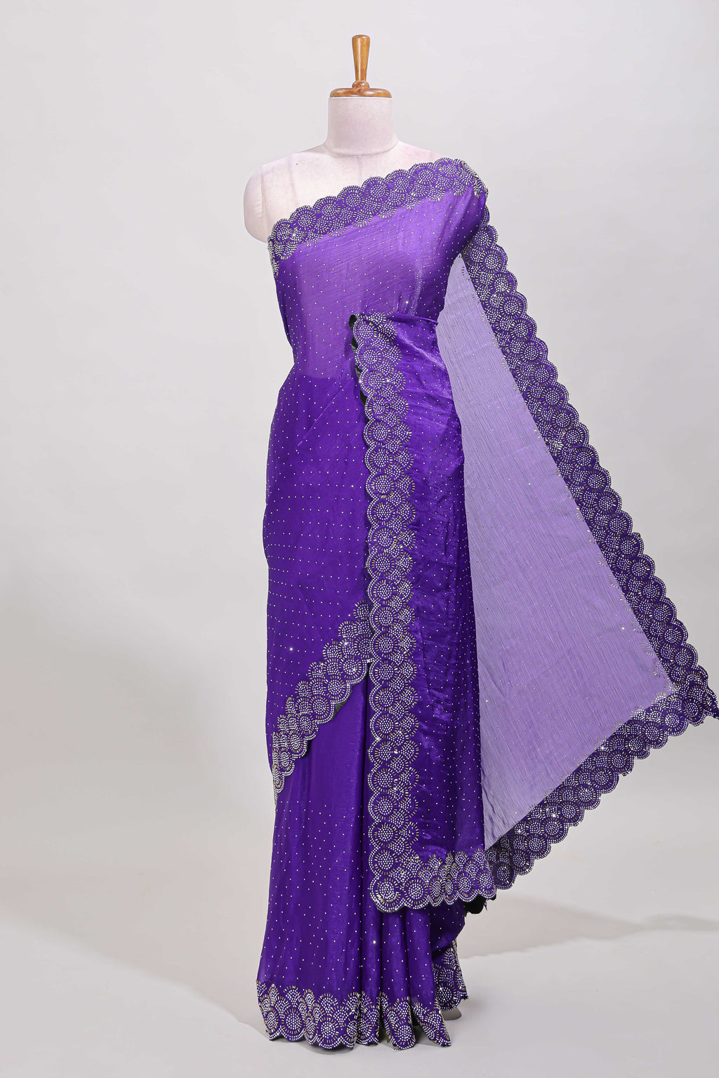 Violet dotted stone saree