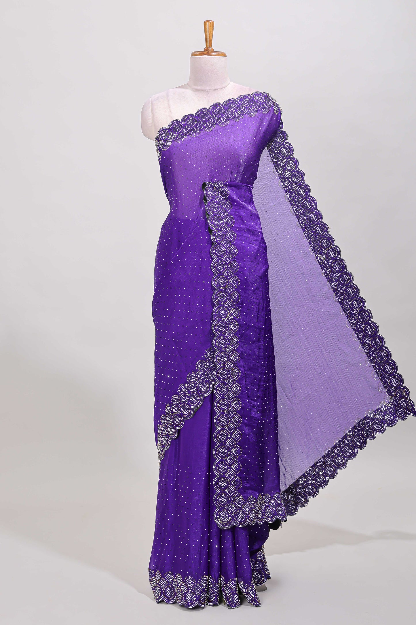 Violet dotted stone saree