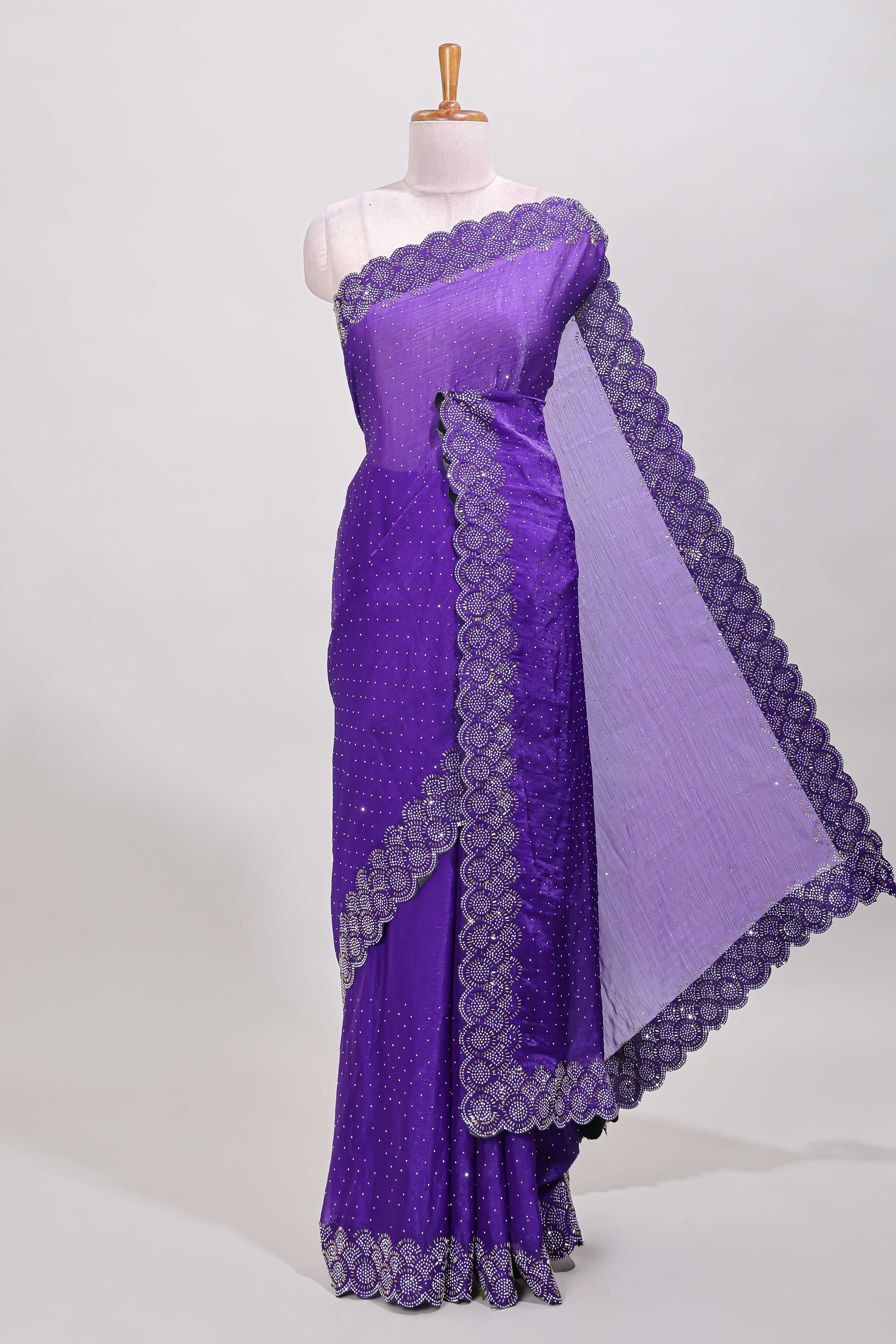 Violet dotted stone saree