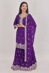 Violet embroidered sharara