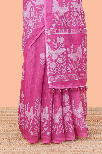 Violet festive woven saree