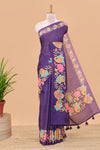 Violet linen tussar silk saree