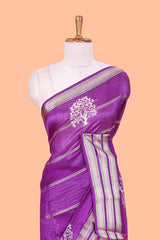 Violet moss chiffon butta saree