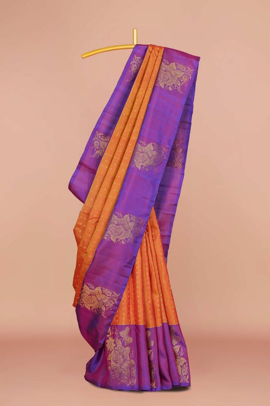 Violet pure silk saree