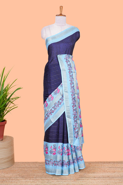 Violet silk drape saree