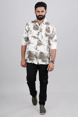 White abstract print shirt