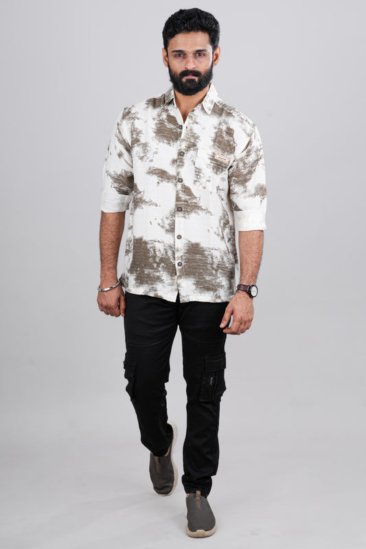 White abstract print shirt