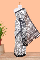 White black khadi cotton