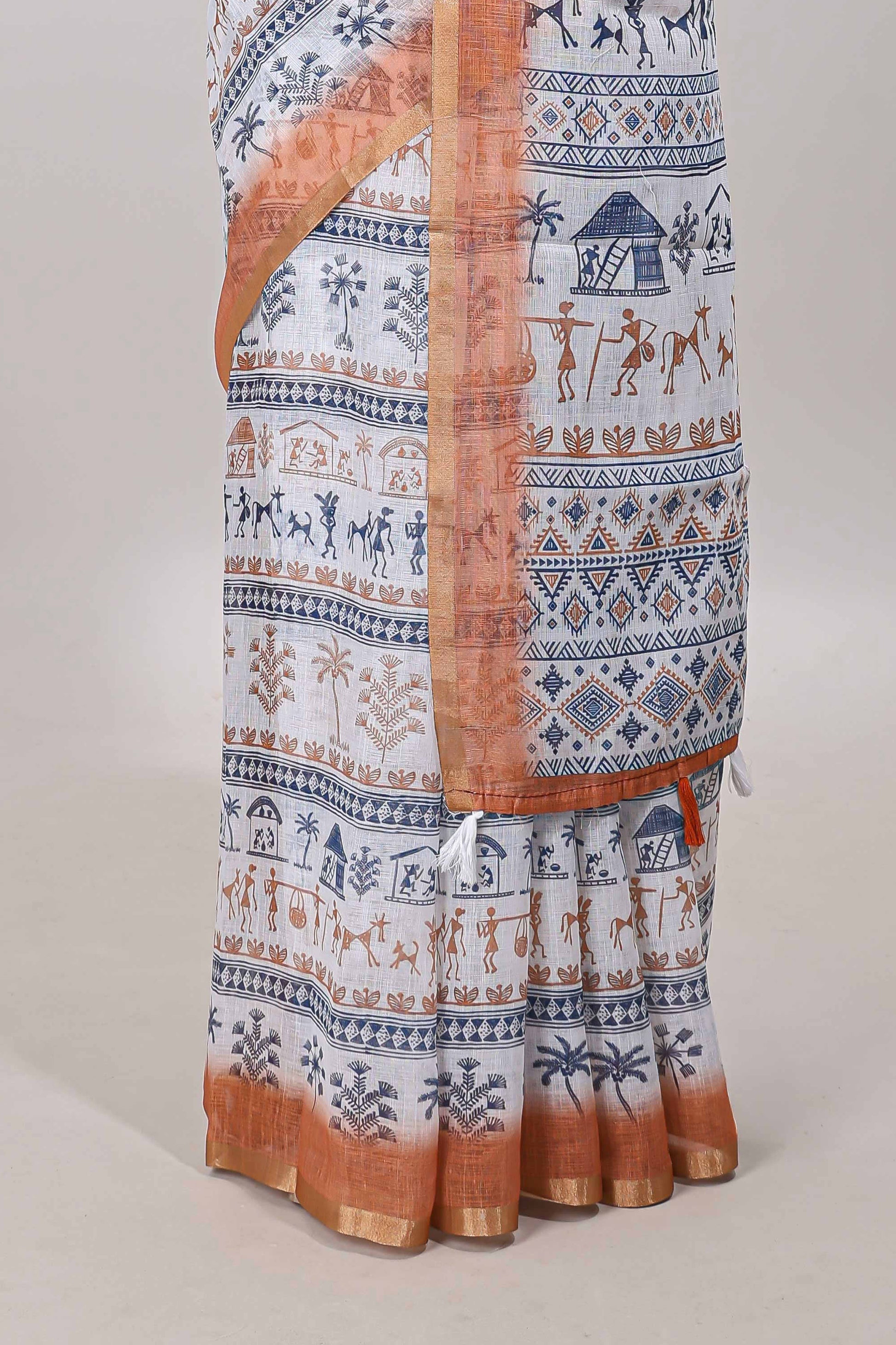 White casual linen sarees