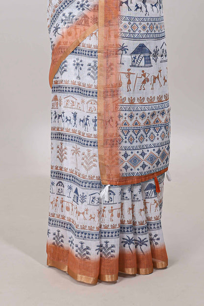 White casual linen sarees