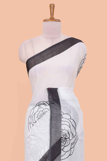 White contrast border saree