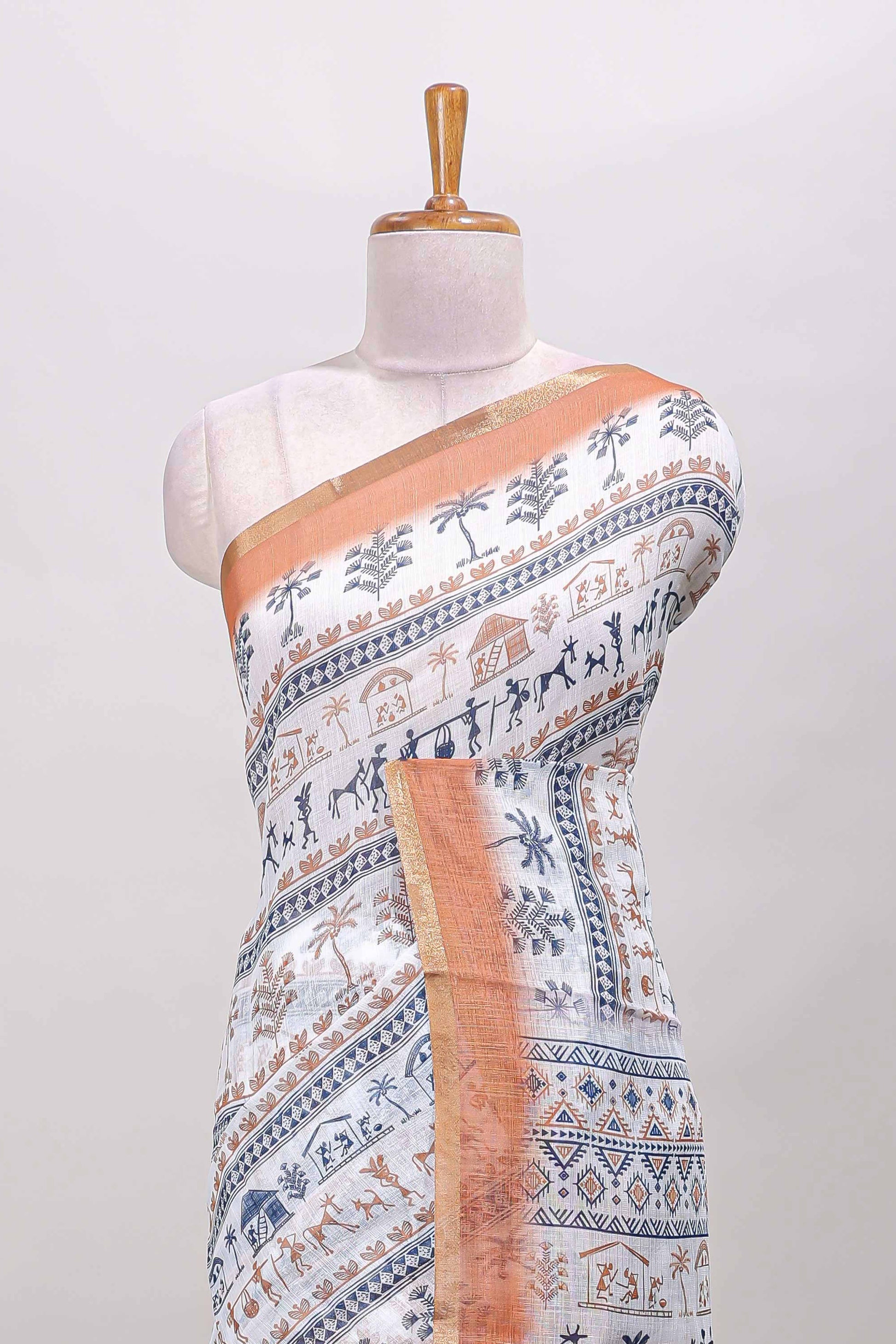 White contrast zari border