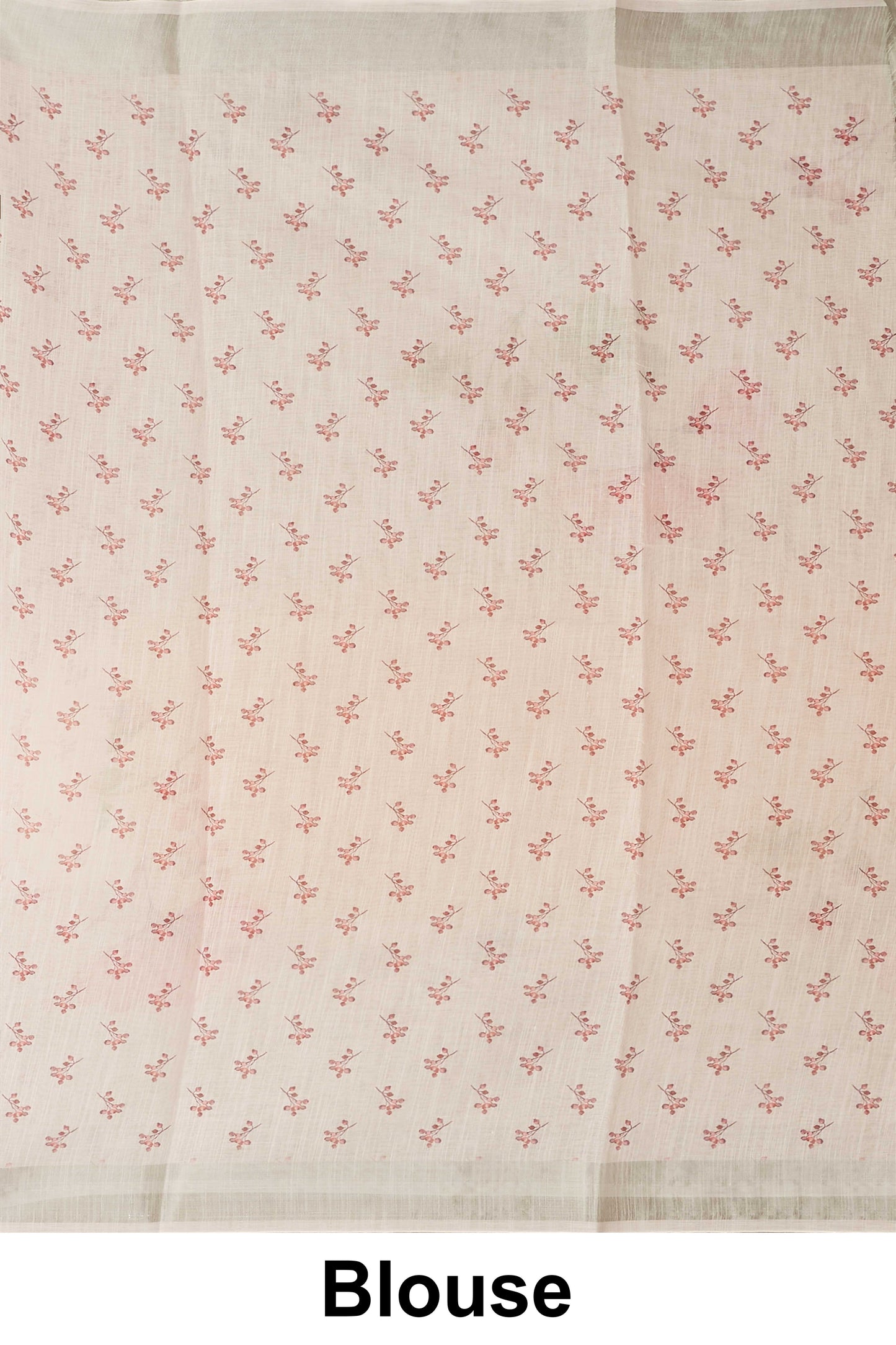 White digital print linen saree with blouse