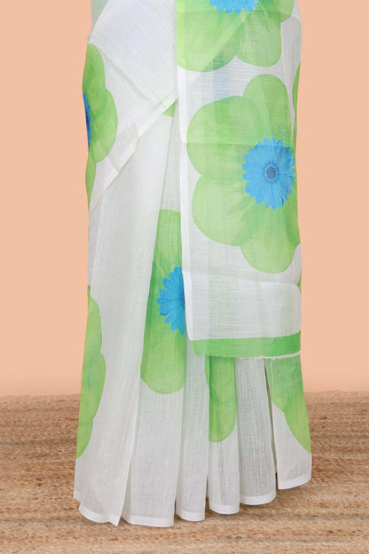 White elegant printed saree