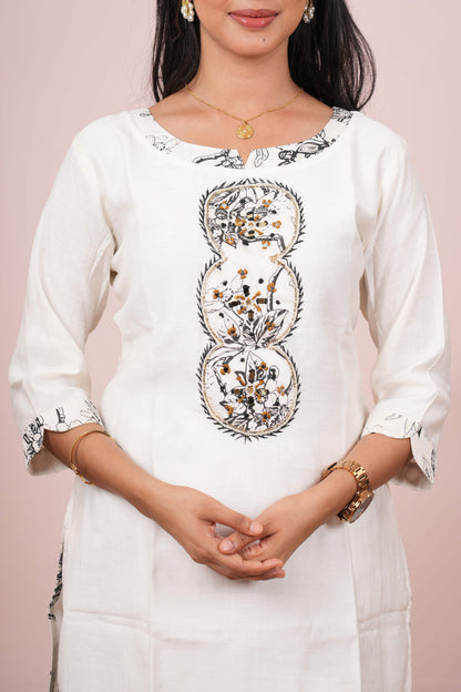White ethnic suit with dupatta