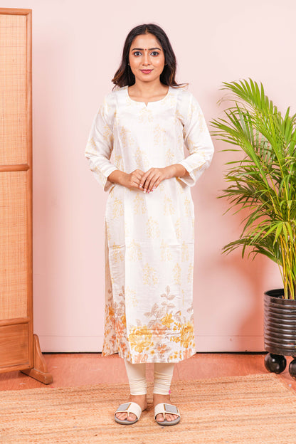 White floral hem attire
