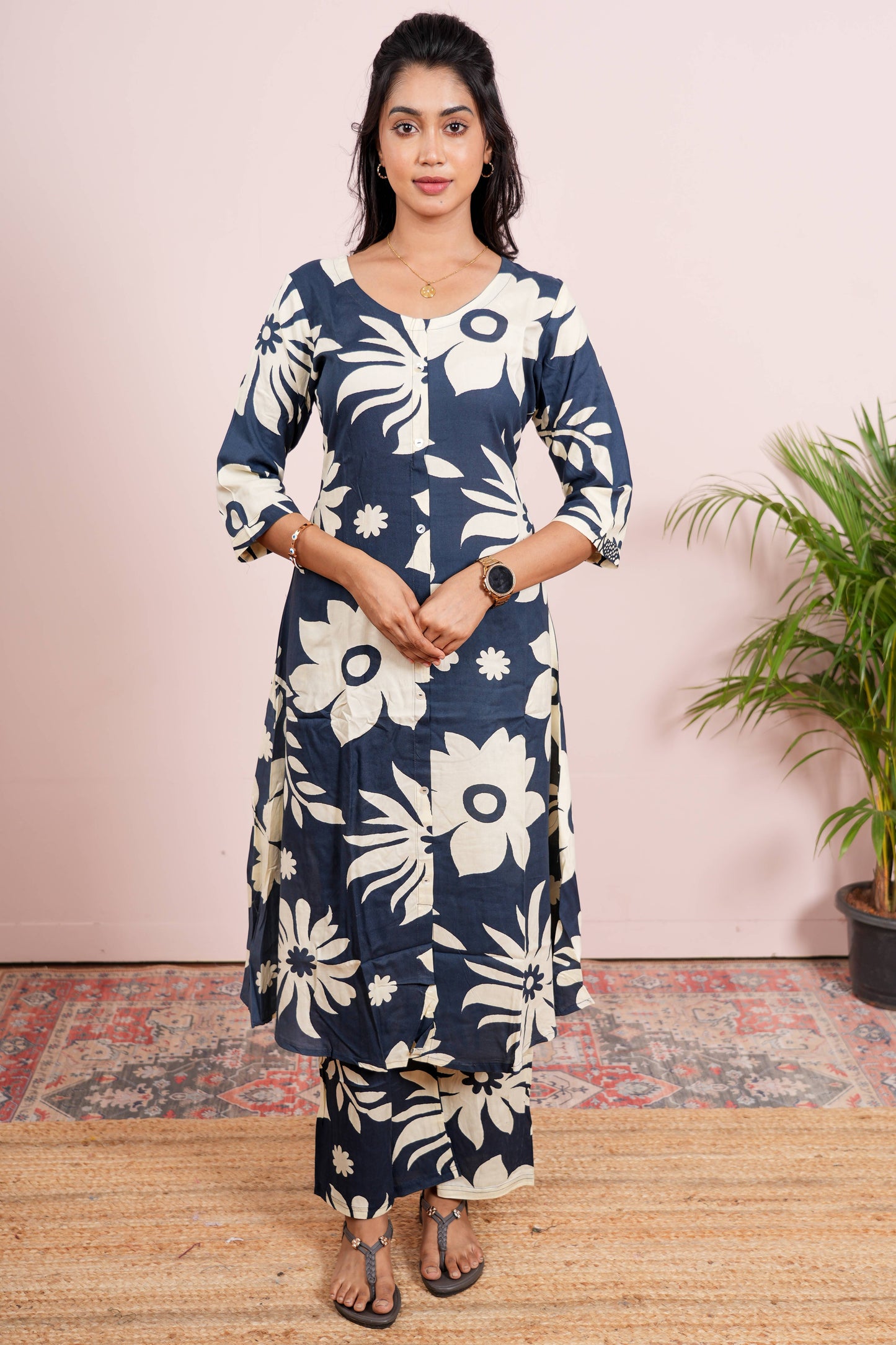 White floral neckline salwar suit
