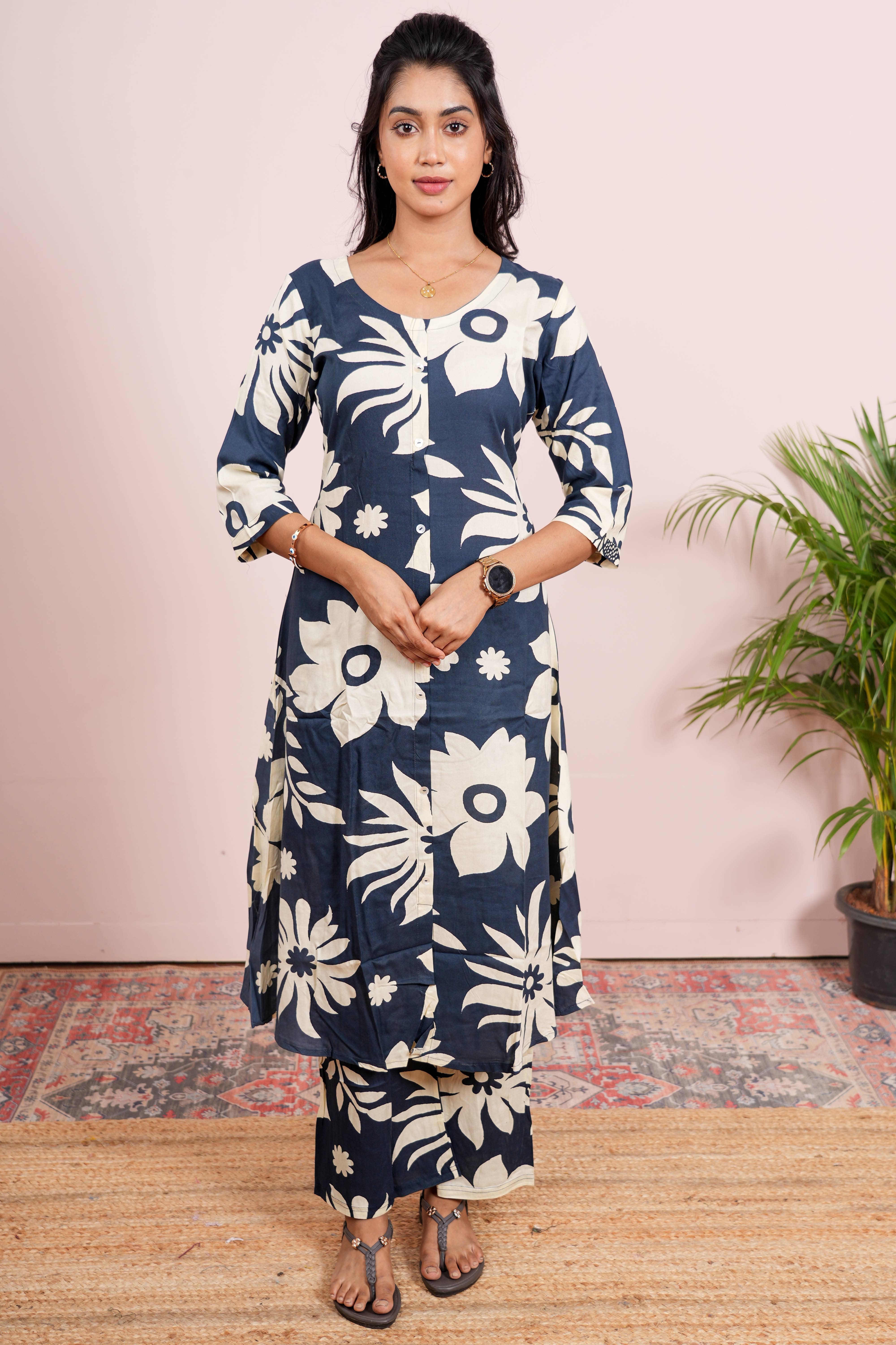 White floral neckline salwar suit