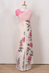 White printed linen sarees