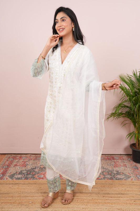 White printed salwar suit set