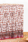 White tribal print linen saree