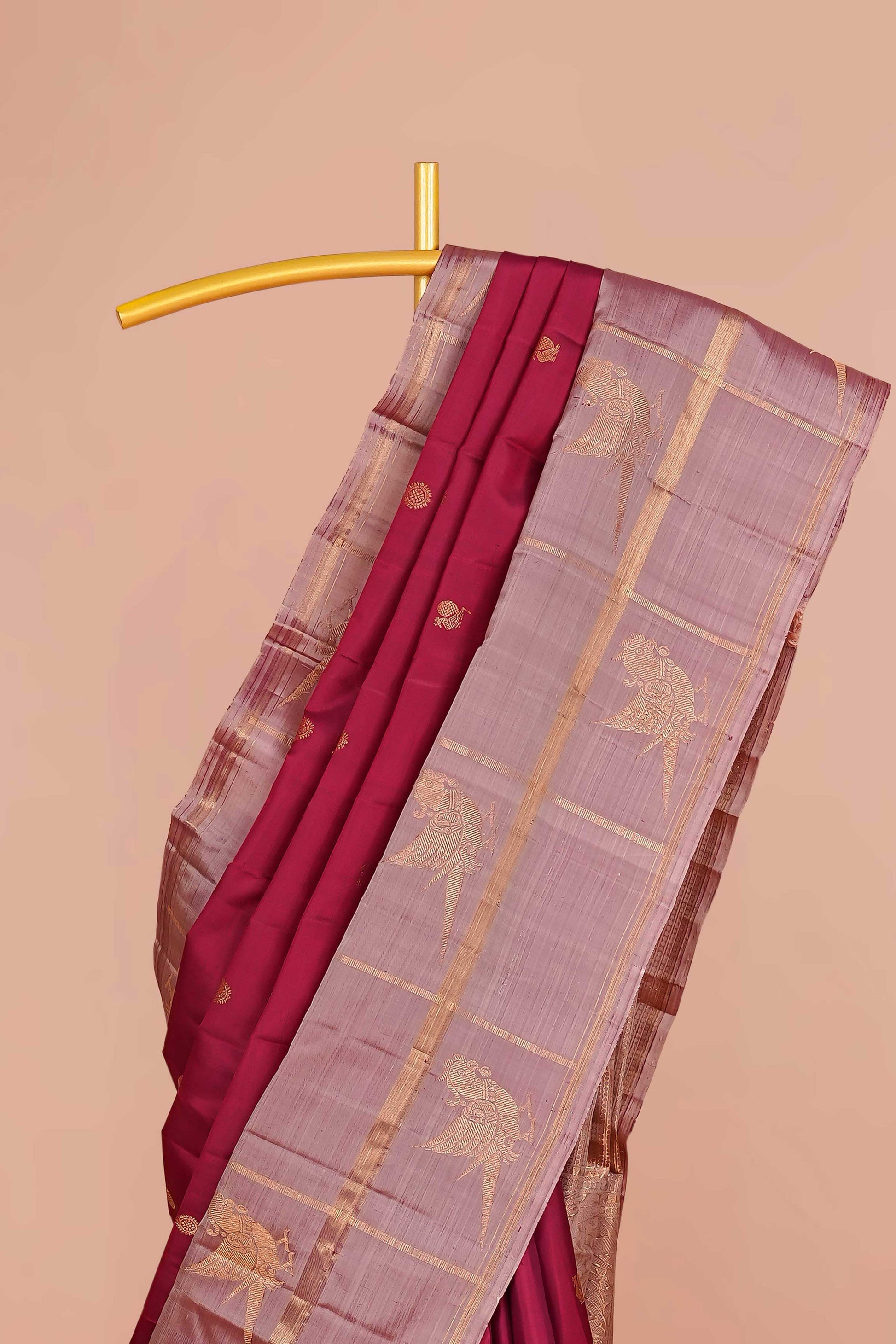 Wine Kanchipuram silk saree
