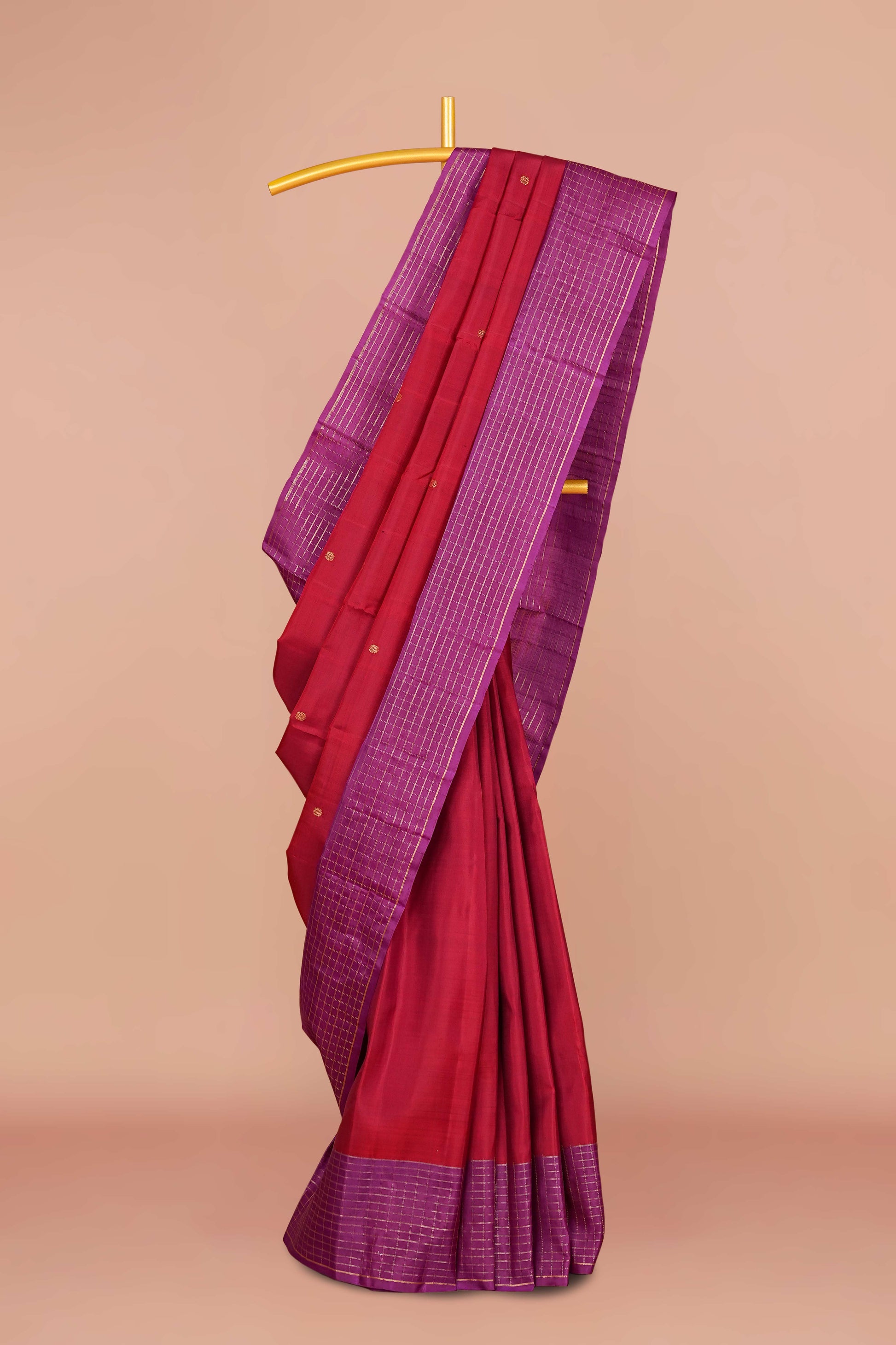 Wine red pure silk saree