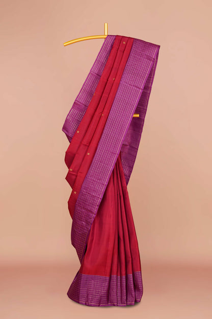 Wine red pure silk saree