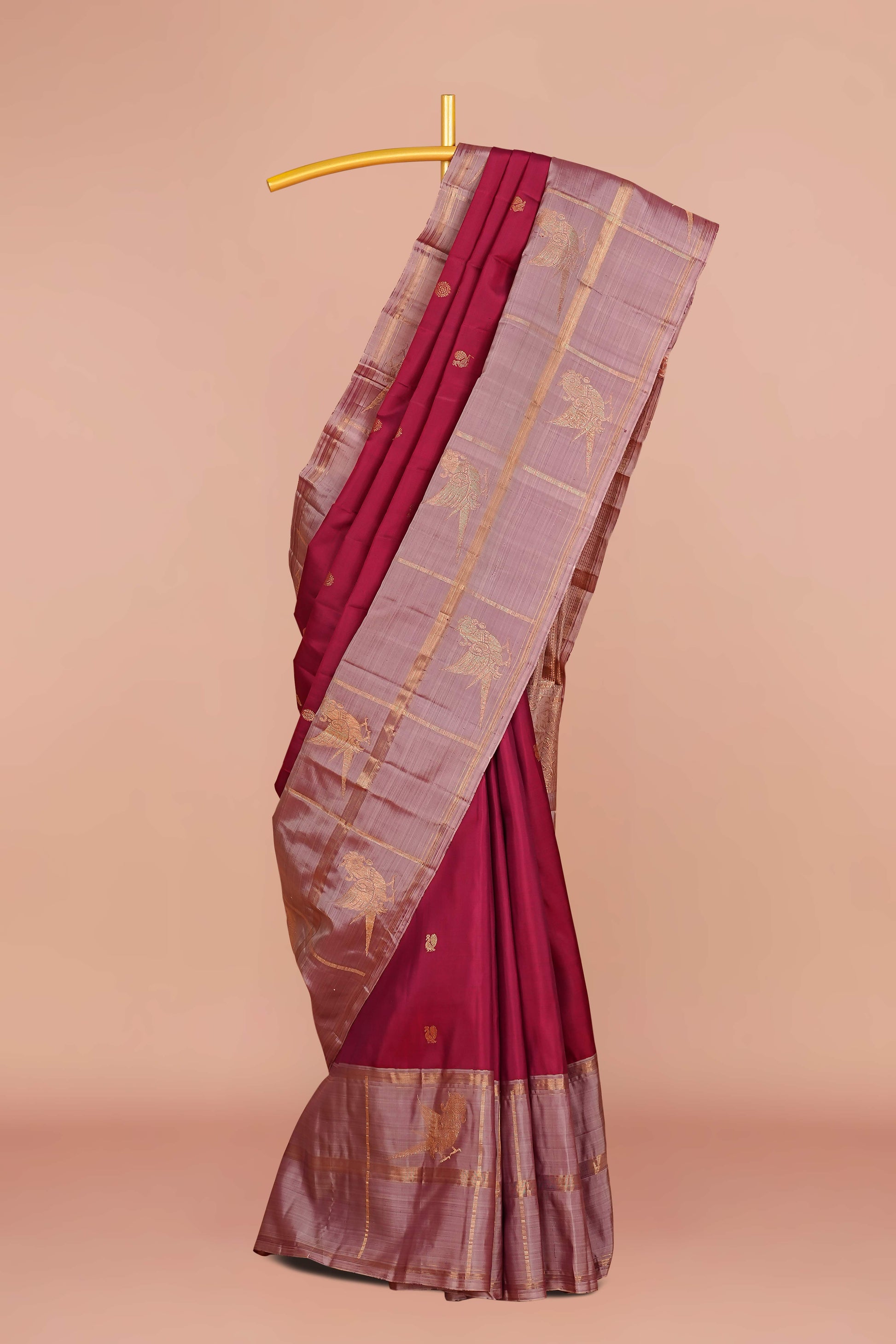 Wine red pure silk sarees