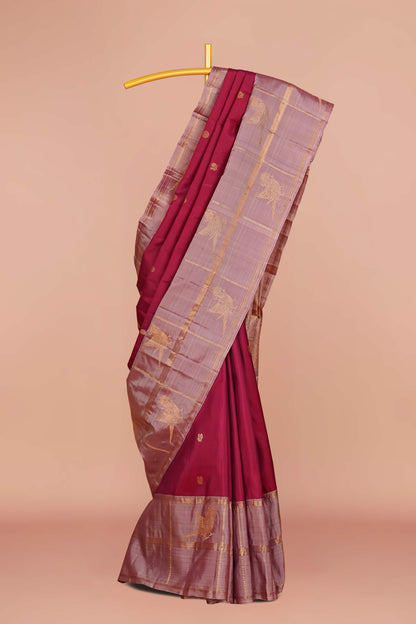 Wine red pure silk sarees