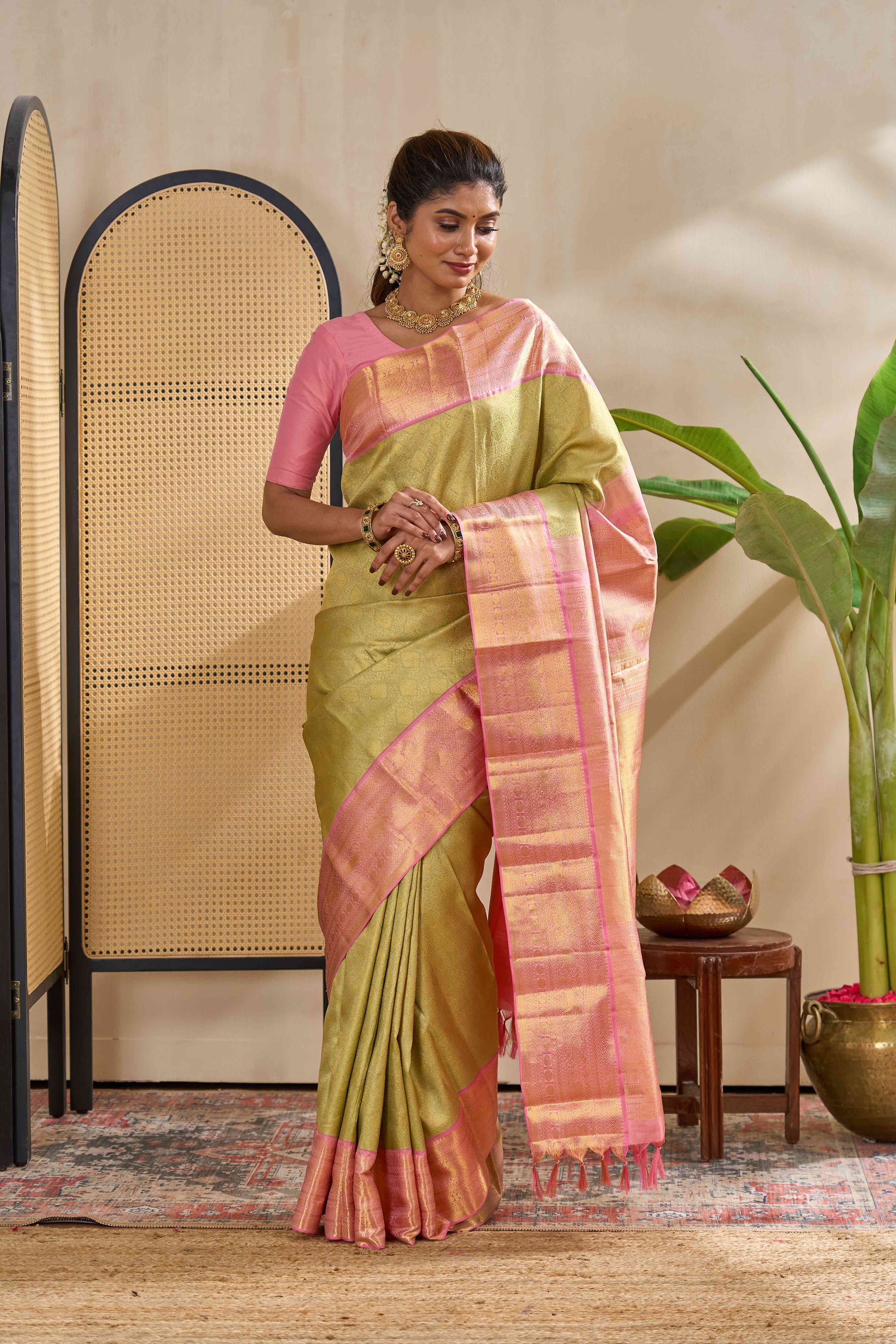 Yellow Swayamvara pattu saree