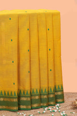 Yellow butta chettinad cotton saree