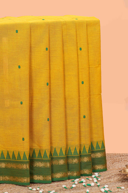 Yellow butta chettinad cotton saree