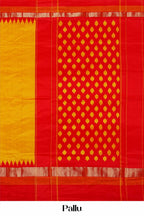 Yellow contrast ikkat saree