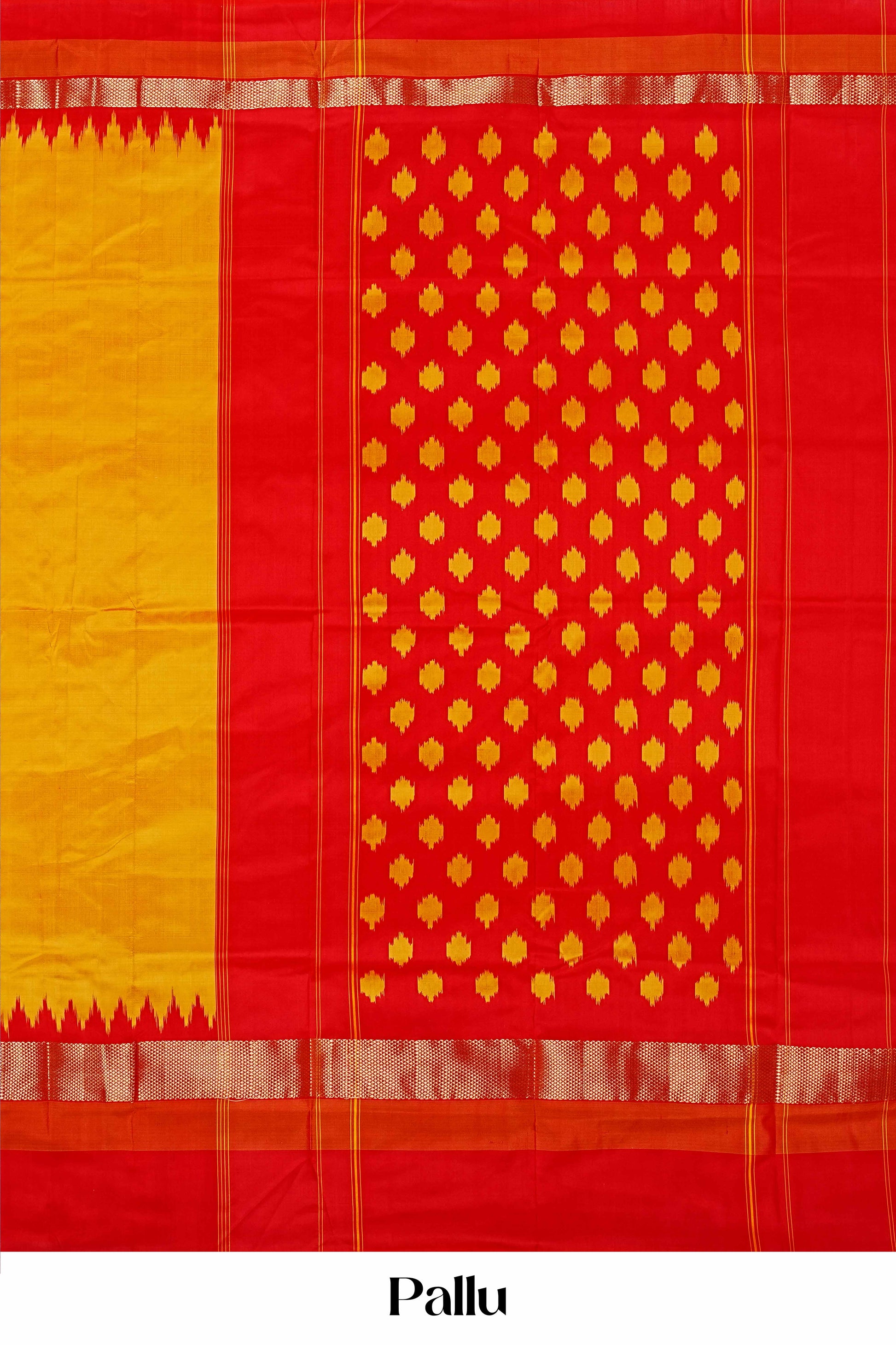 Yellow contrast ikkat saree