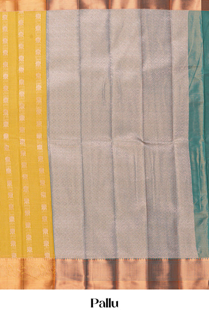  Yellow contrast pallu saree