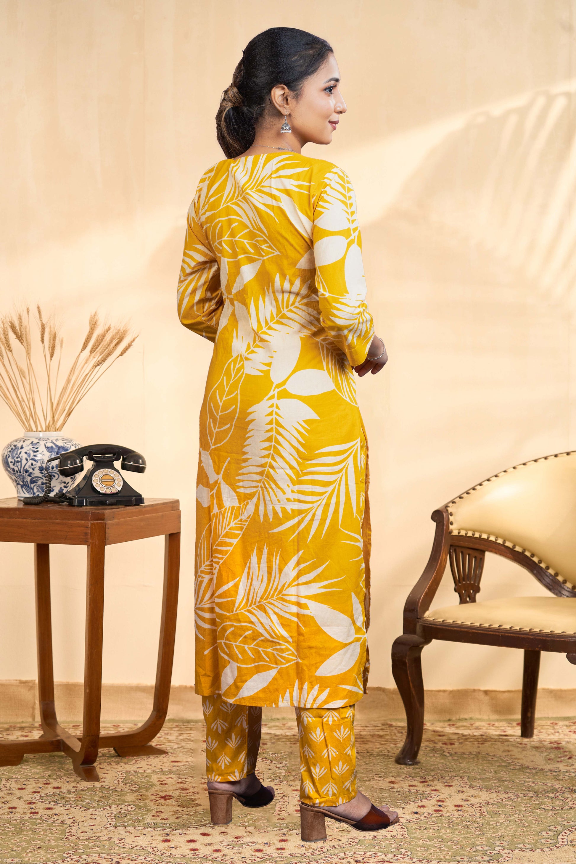 Yellow cotton designer salwar set